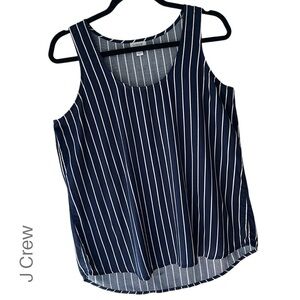 J CREW NWOT NAVY BLUE & WHITE STRIPED SLEEVELESS TOP BLOUSE TANK | SIZE: SMALL